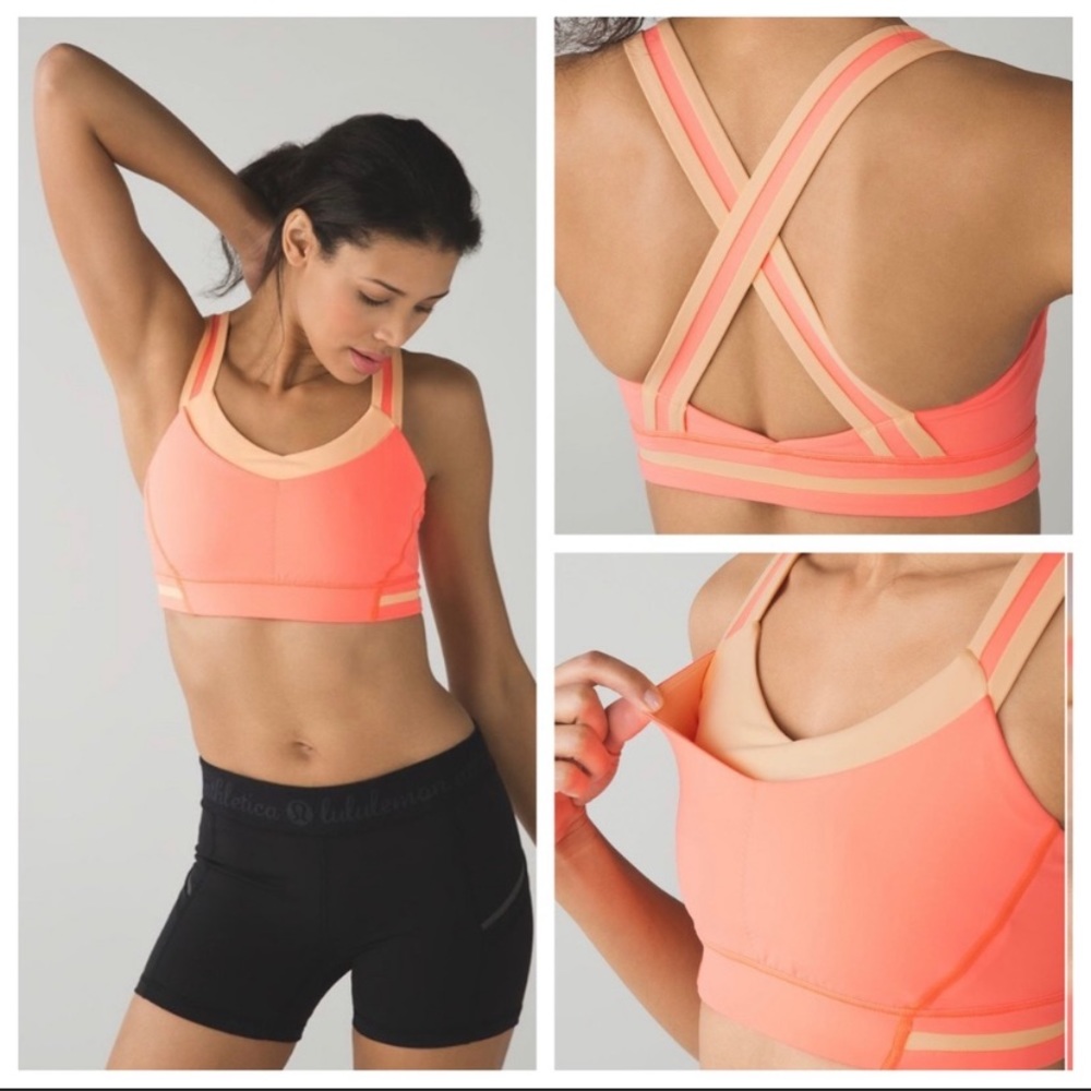 Lululemon rack pack bra light flare peach like new